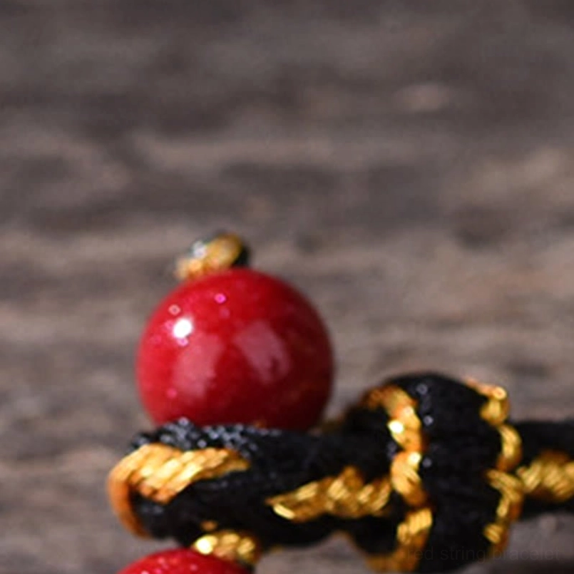Cinnabar red string bracelet five emperor coins feng shui prosperity