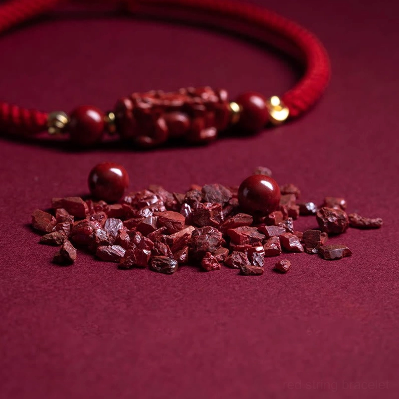 Cinnabar Ruyi bracelet showing craftsmanship and beadwork detail