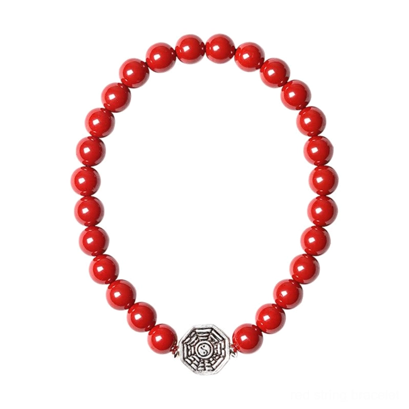 Cinnabar and red string yin yang bracelet protection and calm stone