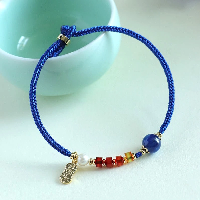 Blue string citrine amethyst green tiger eye gemstone bracelet product display
