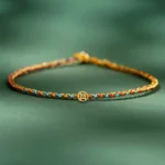 Colorful lucky coin bracelet with multicolor woven rope and gold ancient coin pendant, thin braided design