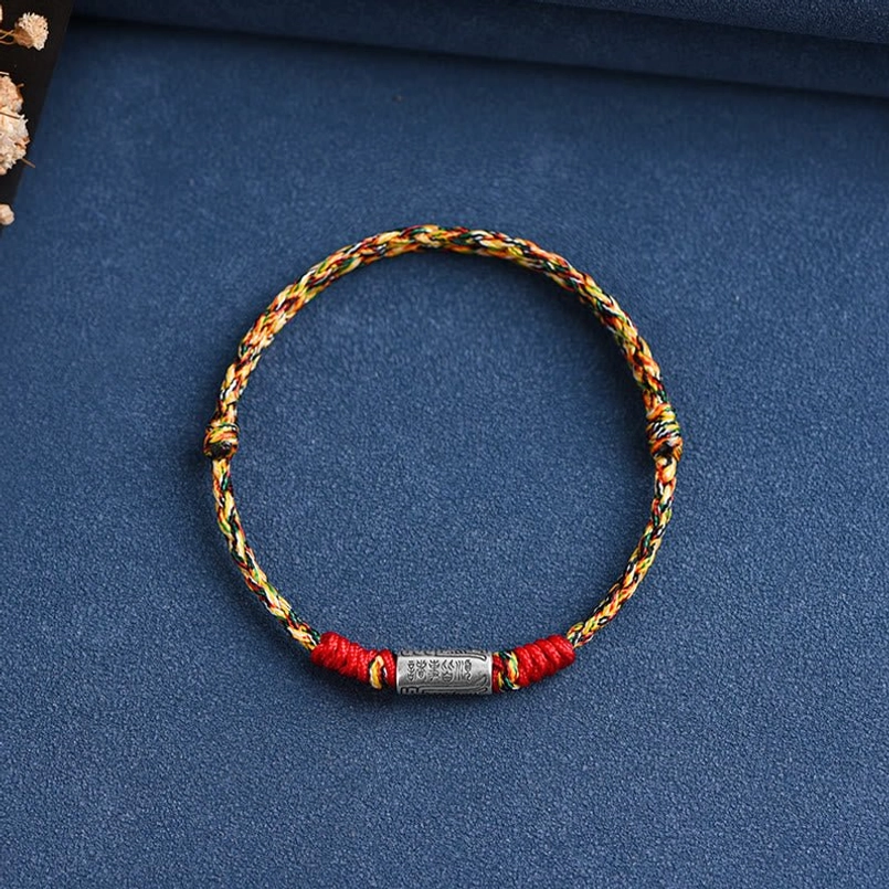 Colorful rope lucky bracelet with sterling silver everything goes well charm collection