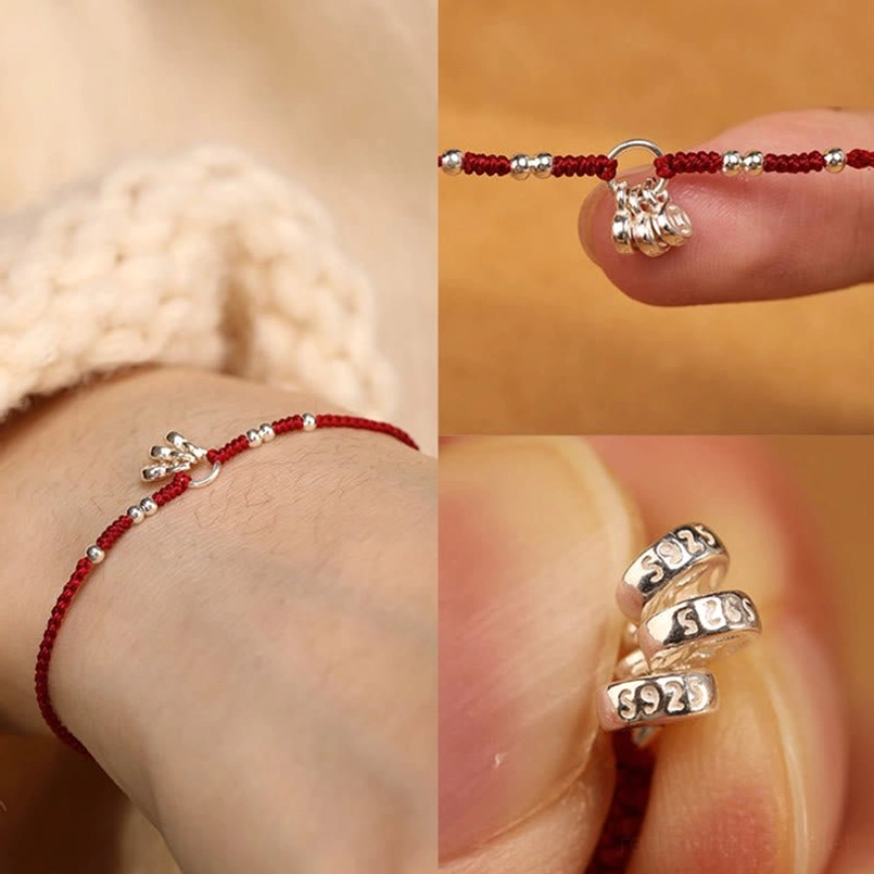 Handcrafted ancient copper coins red string bracelet gift packaging and presentation