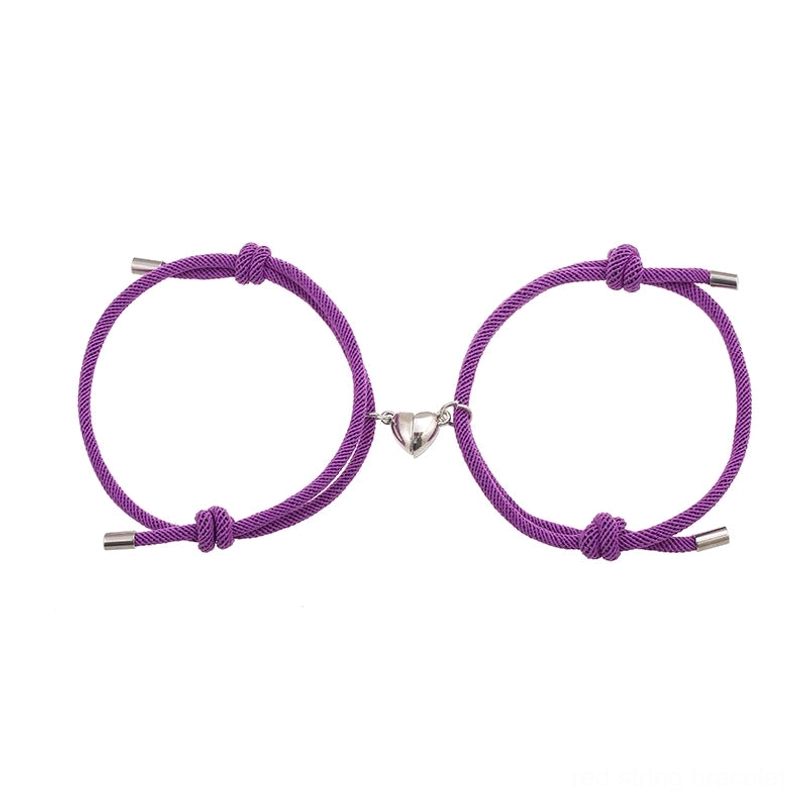 Purple couple red string magnetic bracelets, adjustable fit all wrist sizes