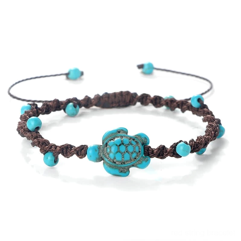 Dark brown braided turtle protection bracelet adjustable closure