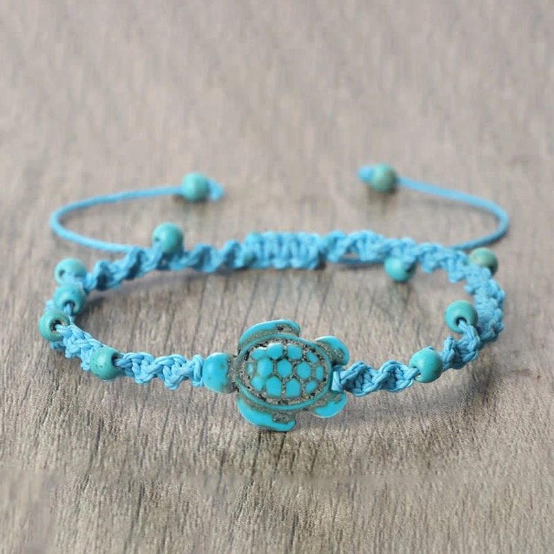 Dark brown turtle rope bracelet grounding energy style