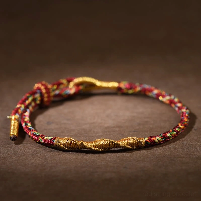 Dark Red Dog Pig Amitabha Buddha red string bracelet display