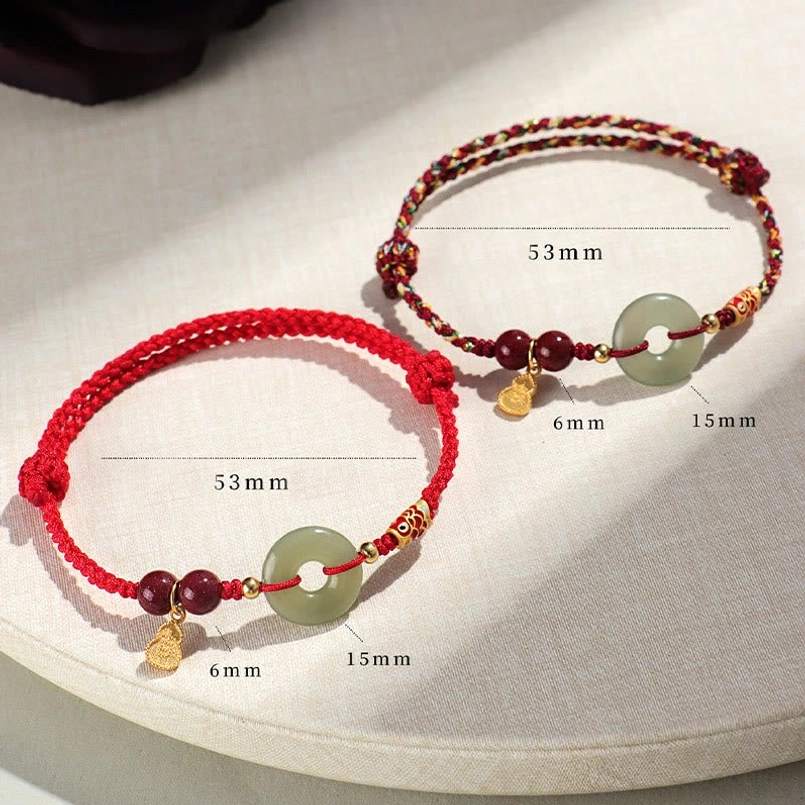 Dark red string Hetian Jade bracelet gift packaging preview