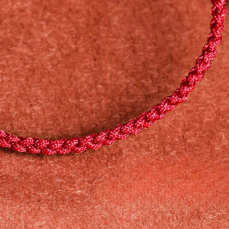 Destiny red string bracelet with natural jade flower and copper coin talisman