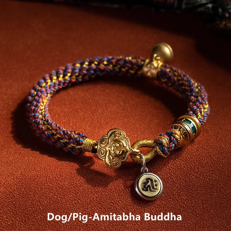 Dog Pig Zodiac Natal Buddha - Amitabha Buddha Red String Bracelet