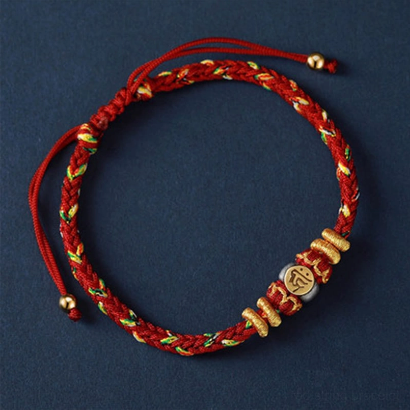 Dog Pig zodiac natal buddha red string bracelet authentic handcrafted design