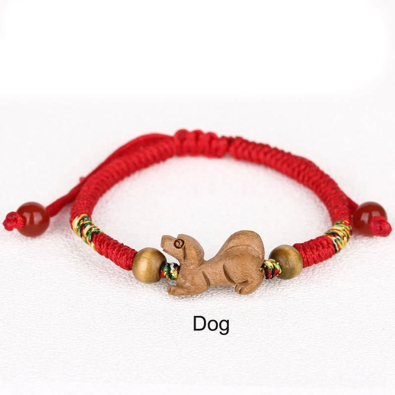 Dog zodiac red string bracelet loyal protective charm
