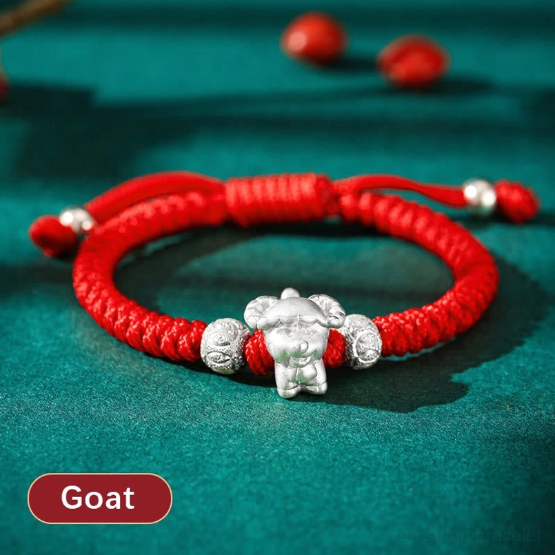 Dog Chinese zodiac 999 sterling silver red cord bracelet kids loyalty protection