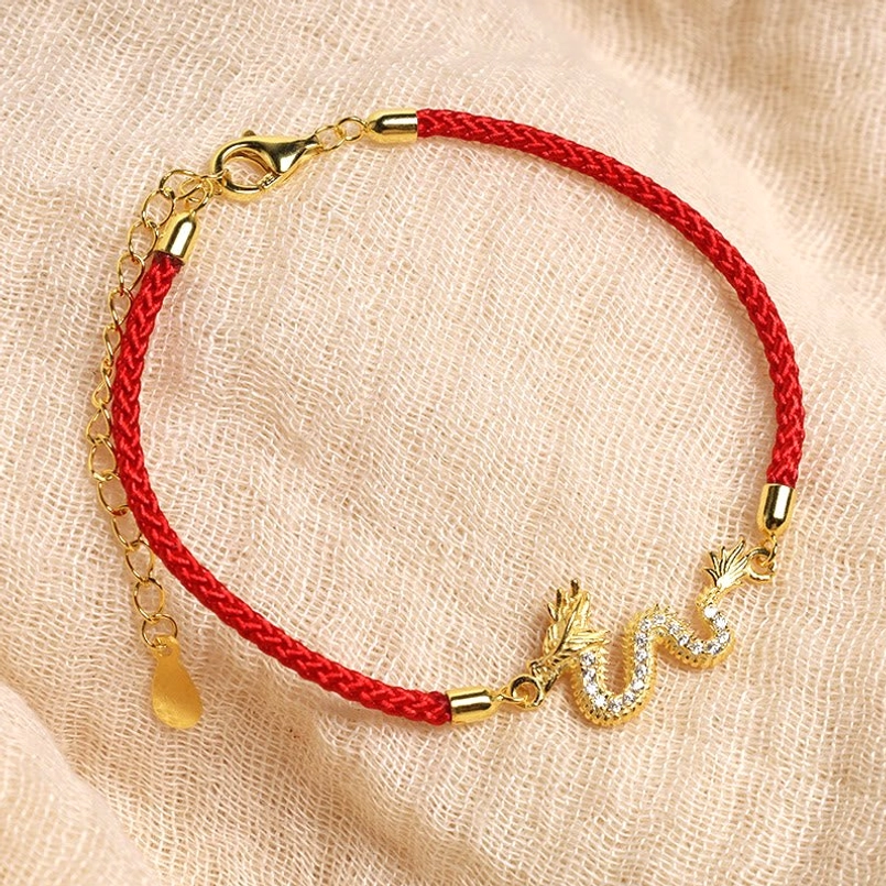 Dragon Red Rope Bracelet with lobster clasp and extension chain