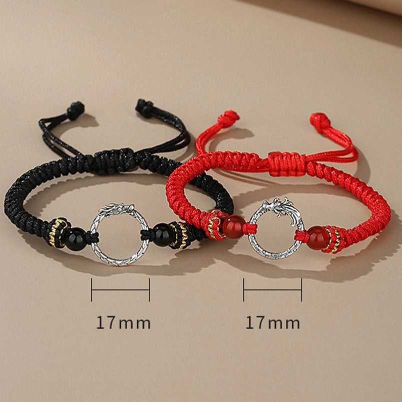 Dragon phoenix couple lucky bracelets with size reference - 17mm peace buckle