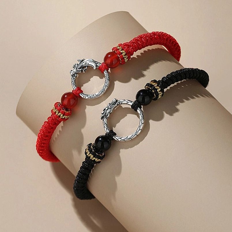 Dragon phoenix sterling silver peace buckle bracelets on display form - wrist model