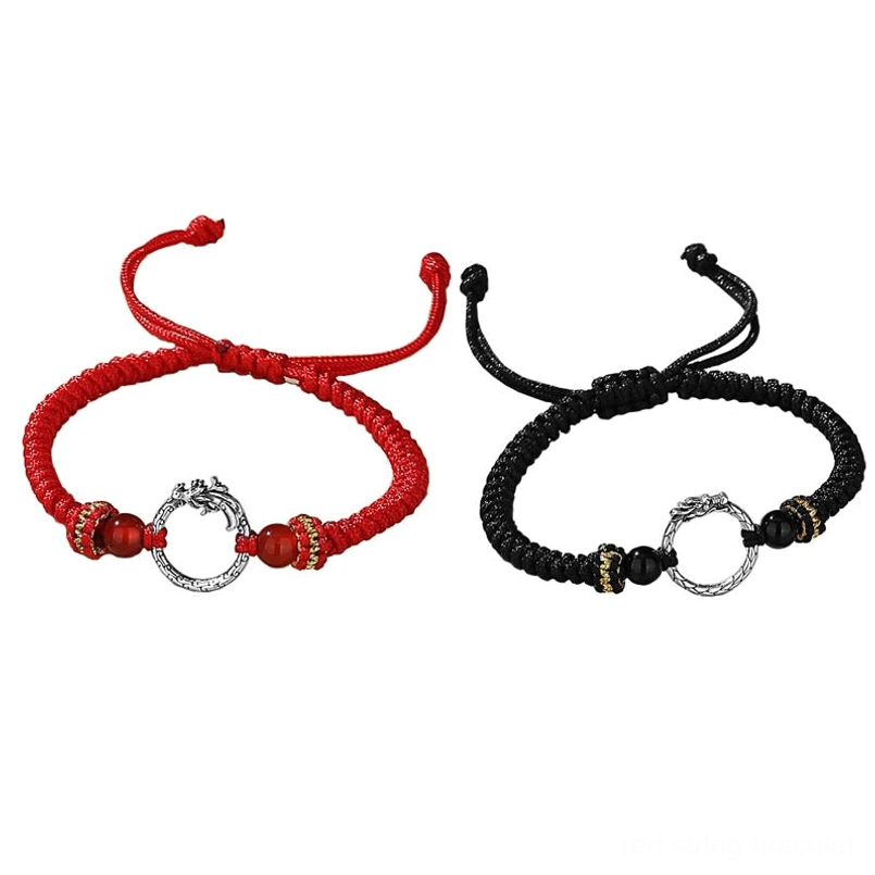 Dragon phoenix sterling silver bracelet - traditional peace buckle charm