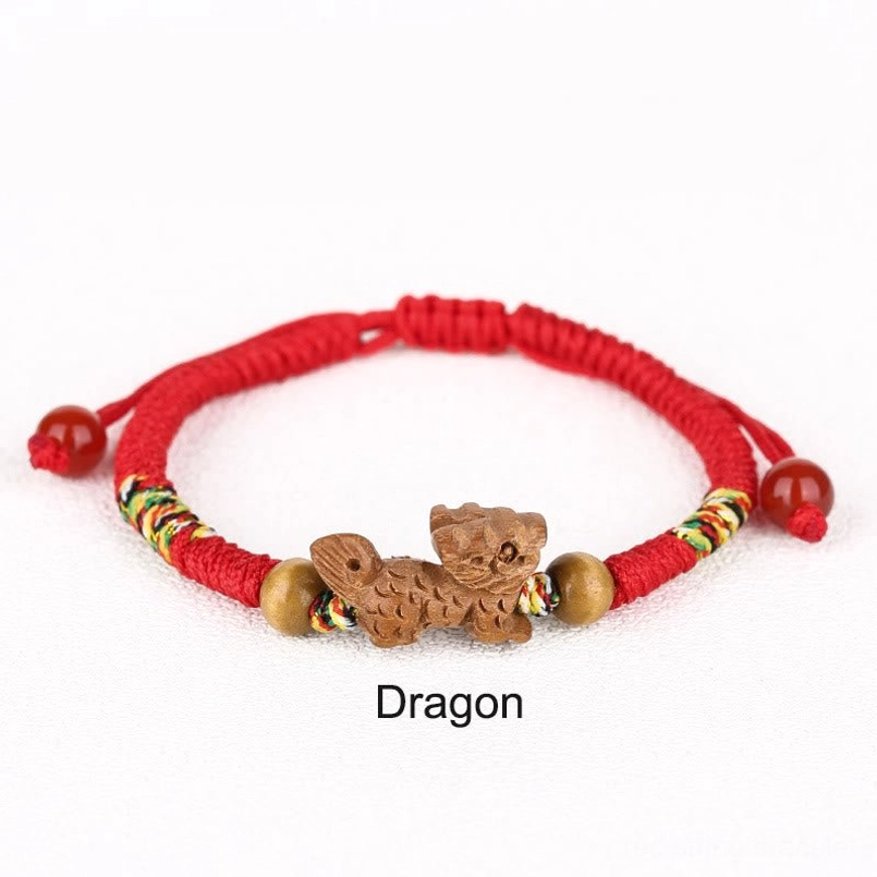 Dragon zodiac red string bracelet good fortune charm