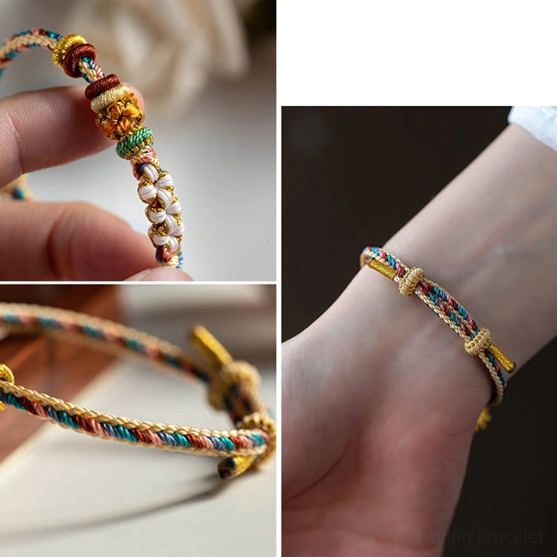 Adjustable Dunhuang peach blossom bracelet with sliding clasp fit for different wrist sizes