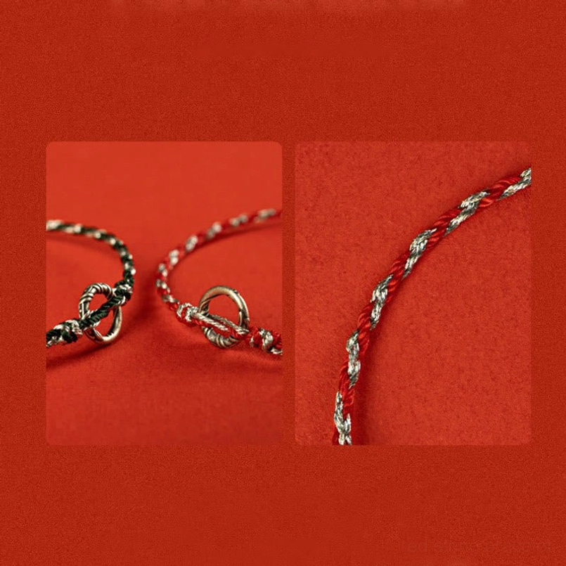 Red string peace buckle bracelet combines Eastern tradition with modern elegance