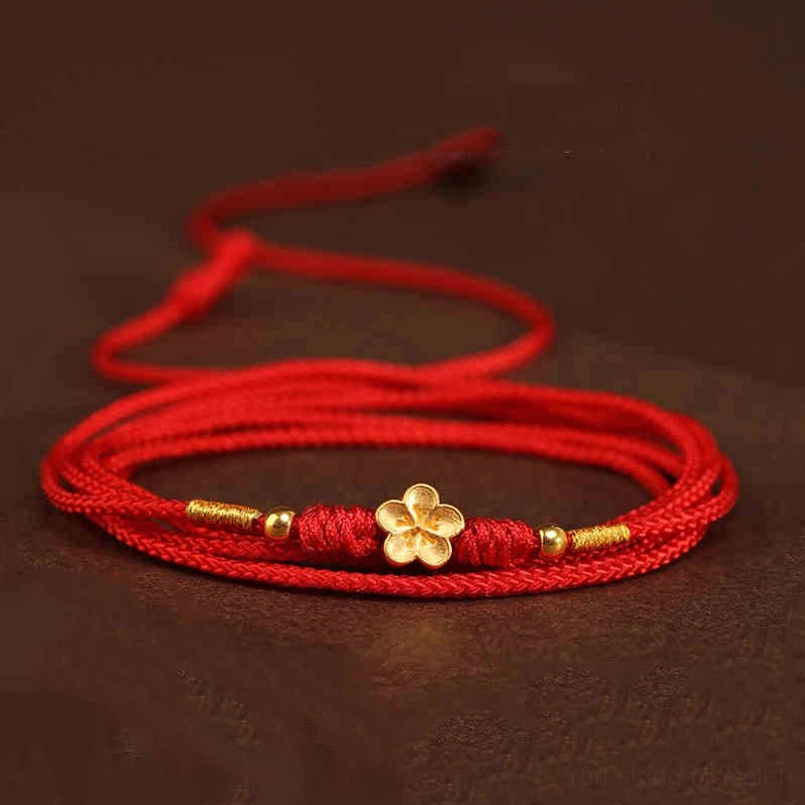 Natural eco-friendly materials used in handmade 999 gold red string belly chain production