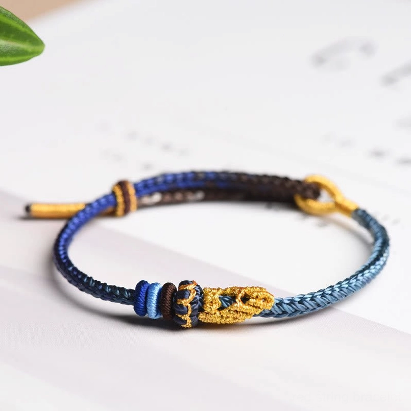Pure blue eight thread peace knot bracelet for healing and spiritual awakening