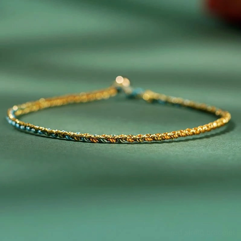 Elegant colorful lucky coin abundance bracelet with premium alloy and rope materials