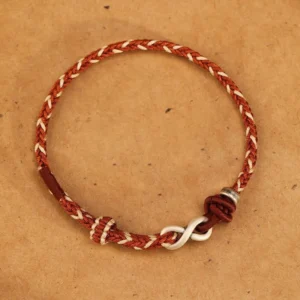 Chocolate brown handmade sterling silver endless knot infinity bracelet with rope cord