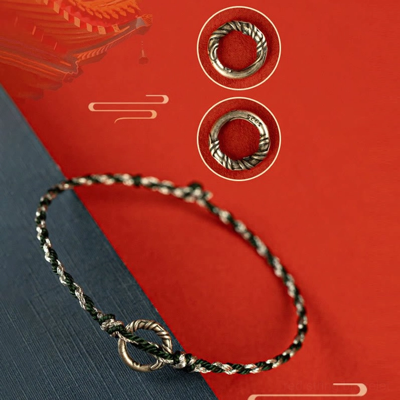 Silver peace buckle red string bracelet for energy healing and protection