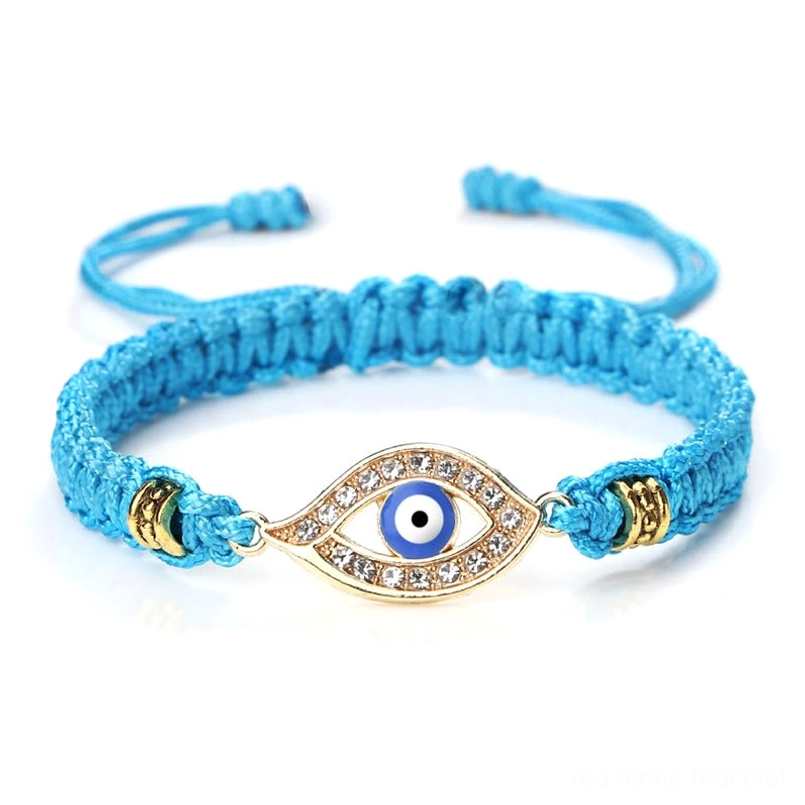 Black pink evil eye charm bracelet with silver tone border