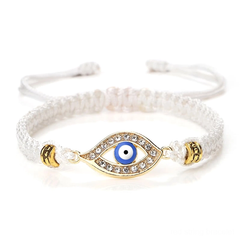 Pink and pink evil eye red string bracelet gold border style