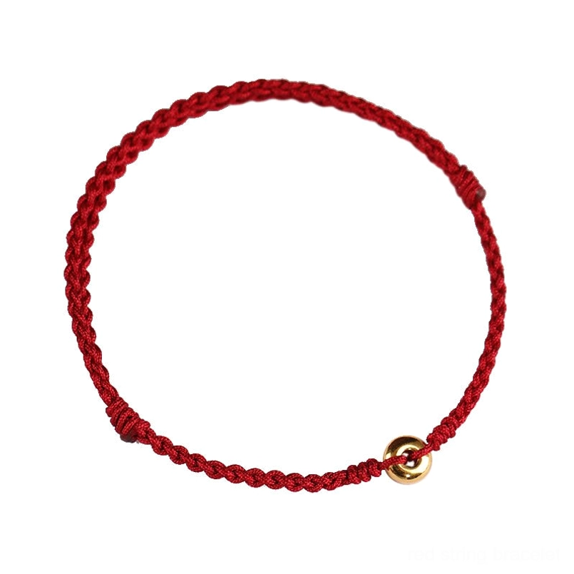 red string fate bracelet with 999 gold peace buckle artisan crafted