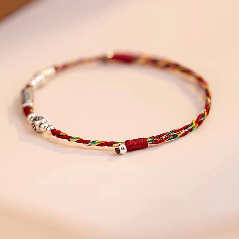 Red string koi fish bracelet feng shui prosperity luck charm with silver beads