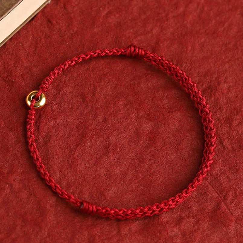 lucky red string bracelet gold peace buckle feng shui harmony charm