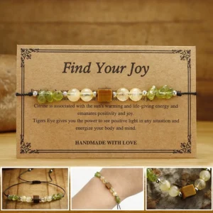 Find Your Joy crystal bracelet complete gift set with display card and product showcase