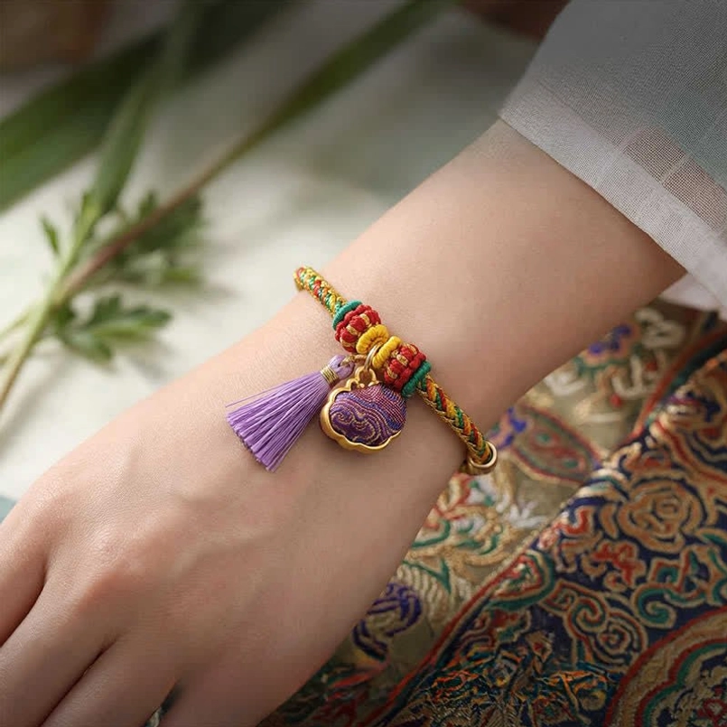 Dragon Boat Festival themed five-color bracelet with mugwort zongzi and sacred props styling