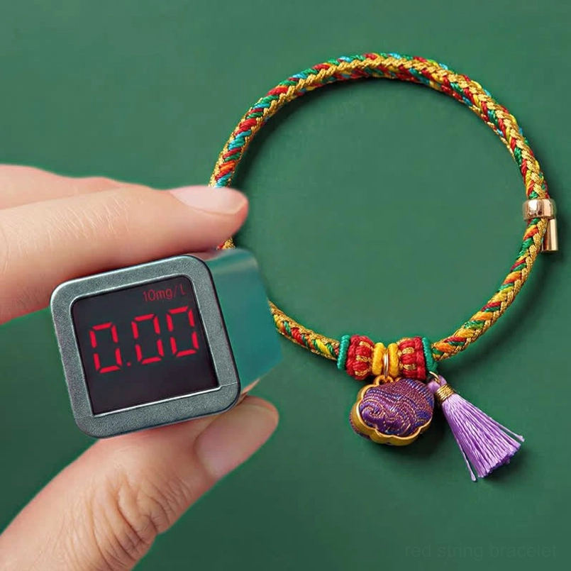 Five-color braided lucky bracelet with gourd charm pendant in detailed close-up photography