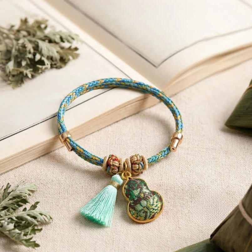 Five-color woven cord apple charm bracelet Song Brocade fabric protective amulet peace and safety symbol