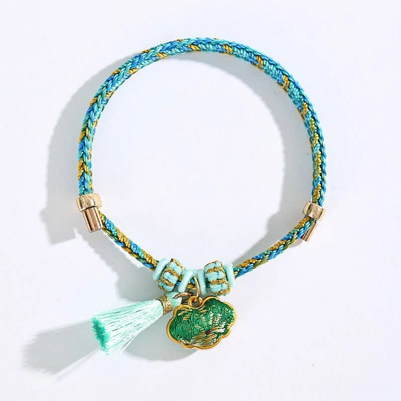 Adjustable five-color Song Brocade lucky bracelet with zongzi charm pendant woven cord tassel cultural bracelet detail