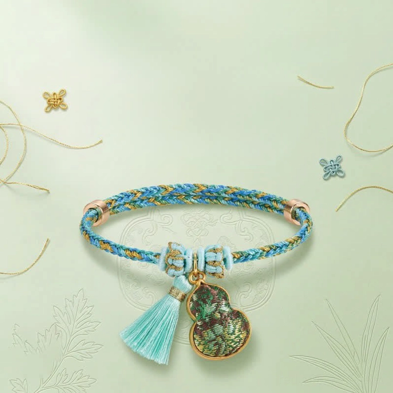 Lucky apple charm red string bracelet five-color Song Brocade woven cord peace protection handmade amulet