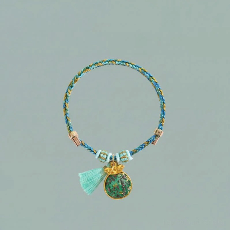 Adjustable gourd charm bracelet Song Brocade five-color woven rope Hulu protection amulet prosperity and health symbol