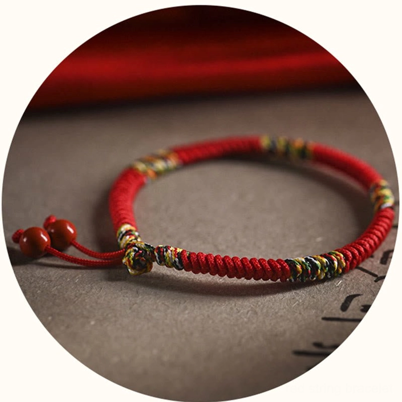 Five dhyani buddhas red string king kong knot bracelet spiritual protection wrist accessory handmade