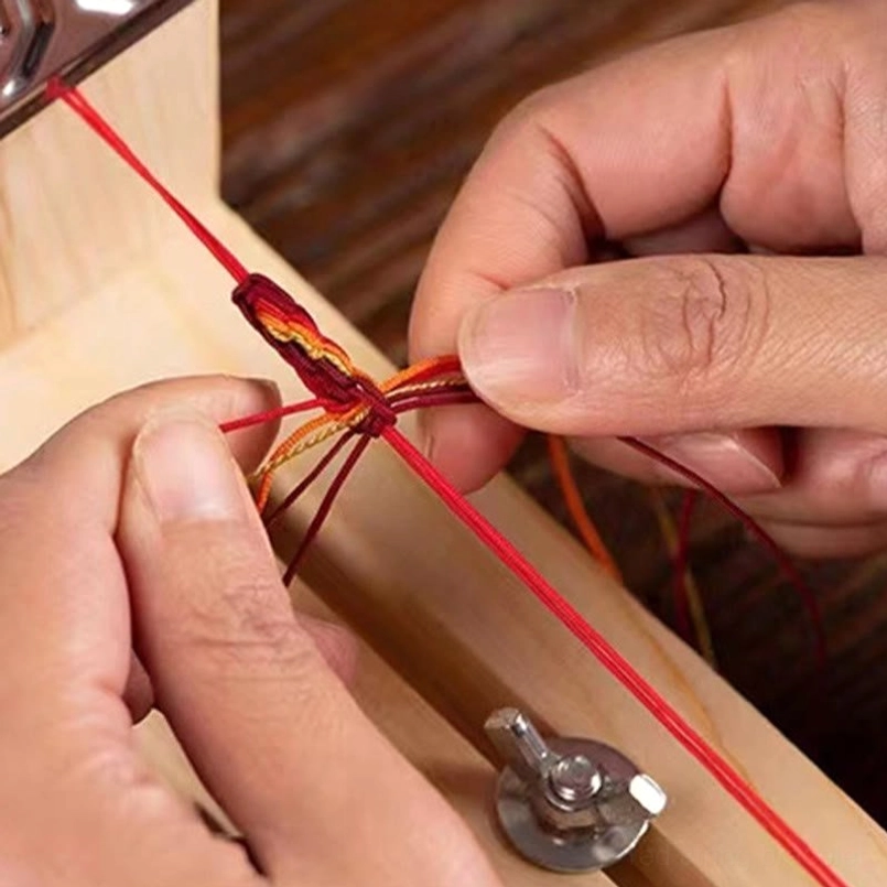 Five directions wealth protection red string bracelet handmade craftsmanship detail with copper-plated gold charm