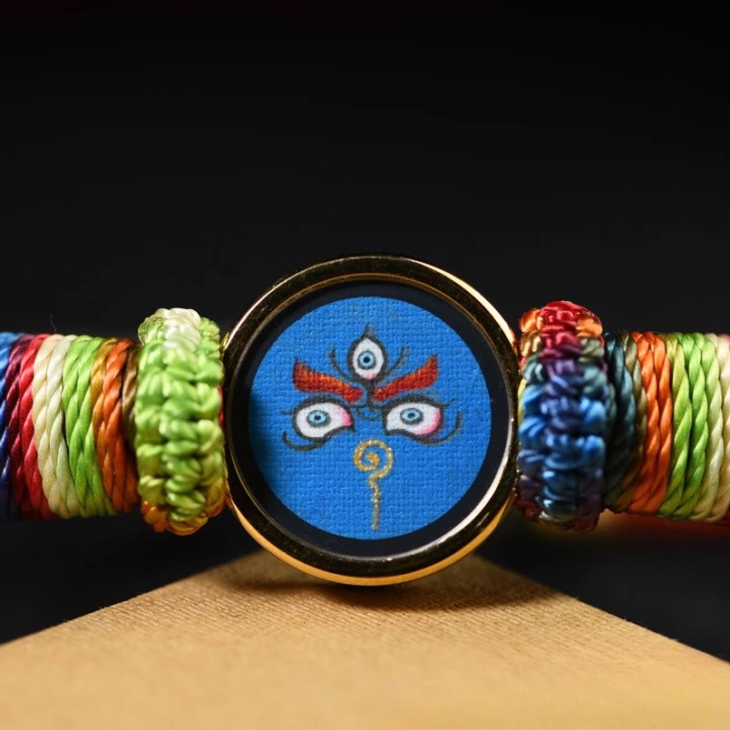 Five directions Jambhala blessing bracelet with Buddha eye charm and premium rope