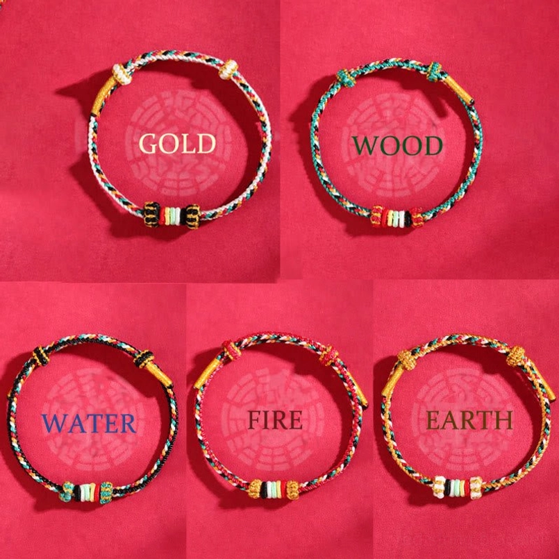 Handmade five elements wuxing feng shui lucky bracelet packaging and presentation gift-ready