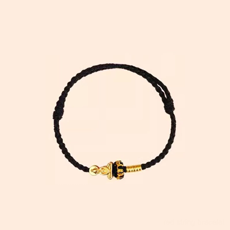 Red string Buddhist protection bracelet with traditional lotus knot and spiritual charm design