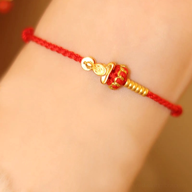 Formless Buddha red string bracelet worn on wrist showing natural wearing appearance and fit