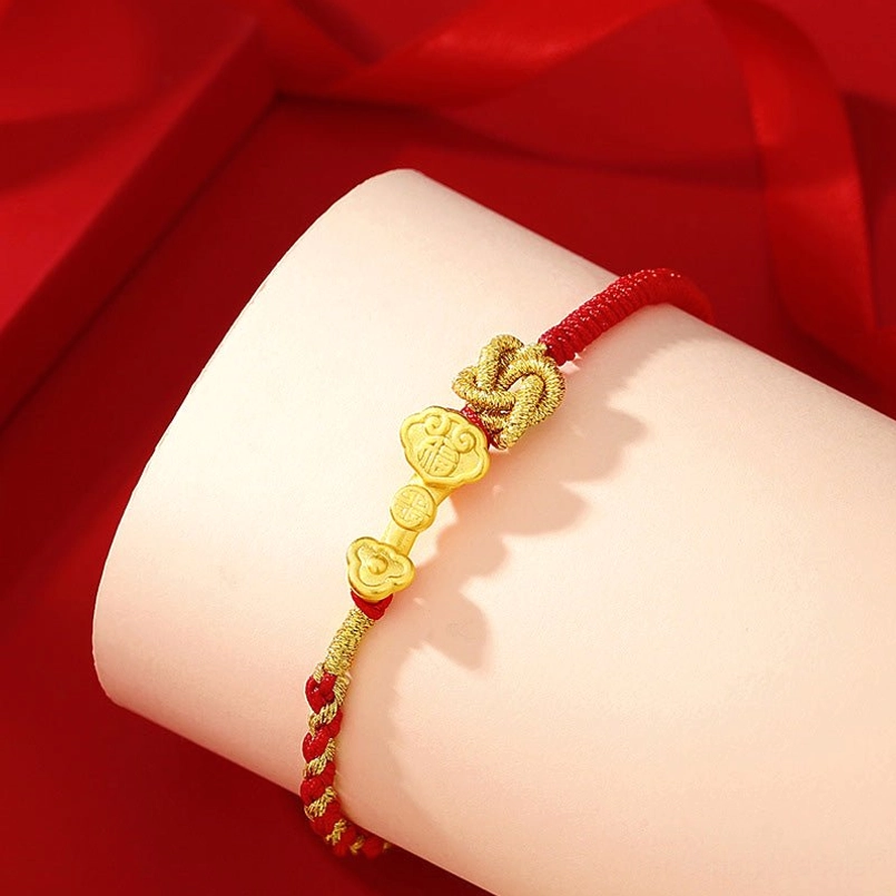 999 Sterling Silver Ruyi Red String Bracelet Mannequin Wrist Display
