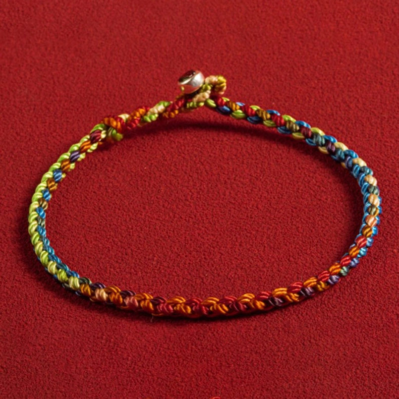 Handwoven multicolor bracelet kabbalah style protection charm