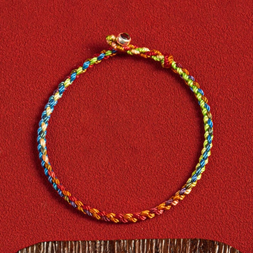 Multicolored lucky bracelet with 925 silver toggle clasp loop shape